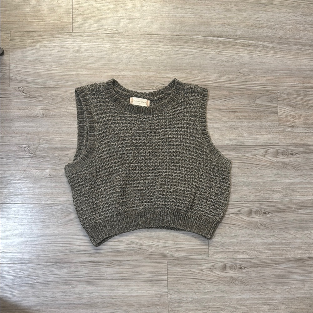 Gray Sleeveless Knit Sweater